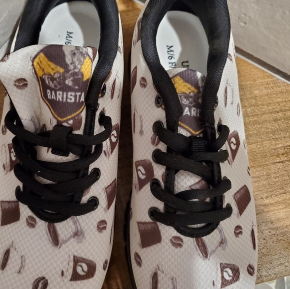 Coffee Shoes Sneakers Size 8 White Coffee Theme - Picture 8 of 8